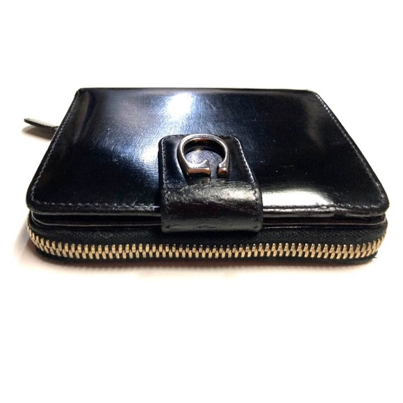 GUCCI VINTAGE ZIP AROUND INITIAL G LEATHER COMPACT WALLET BLACK - Picture 7 of 13